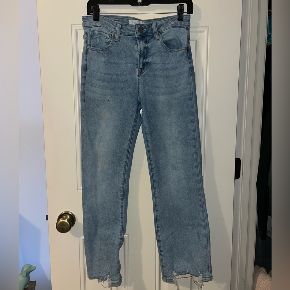 Light wash Risen jeans high rise slight flare leg
